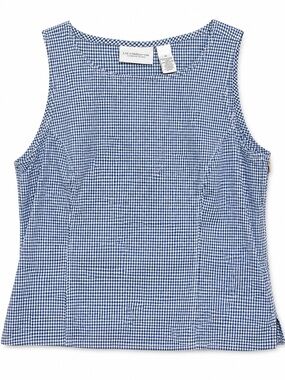 Liz Claiborne Blue Gingham Tank Top Size 10 Sleeveless Blouse